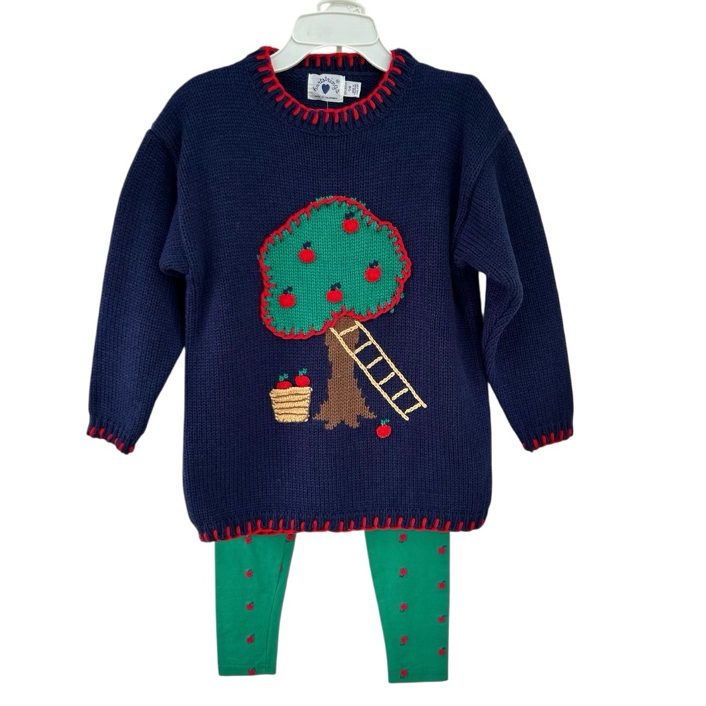 HARTSTRINGS Apple Tree Knit Sweater + Leggings Girls Set NEW Size 7/8